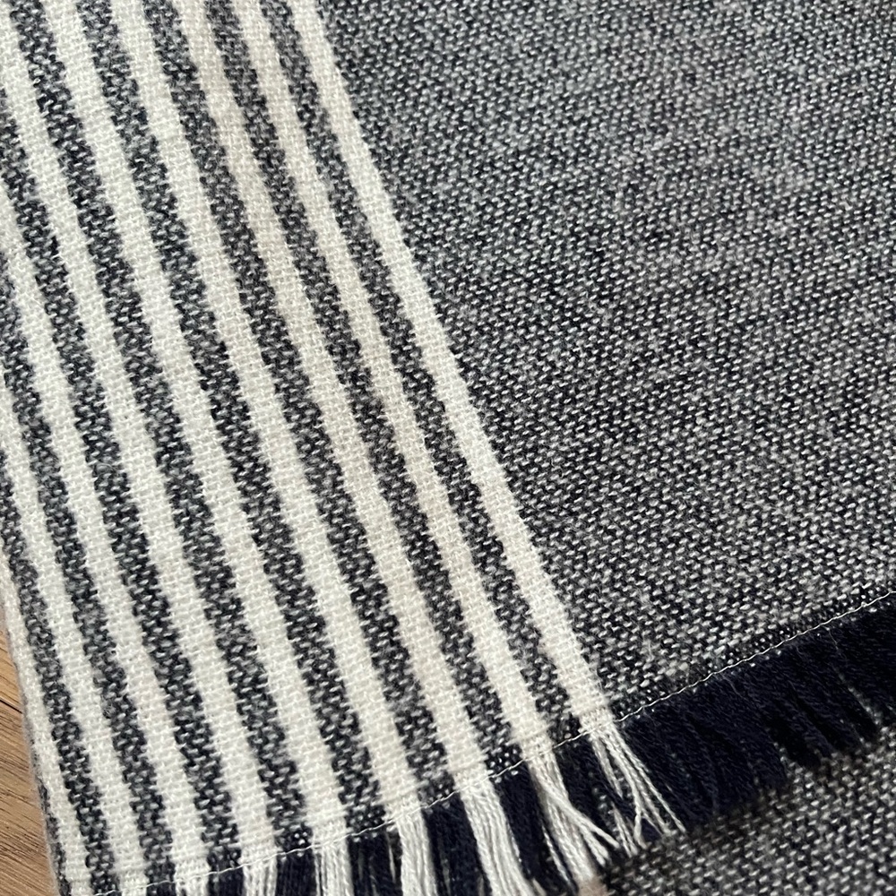 Pottery Barn Clover Fringe Striped Throw Blanket farmhouse cottagecore very soft - Picture 7 of 7